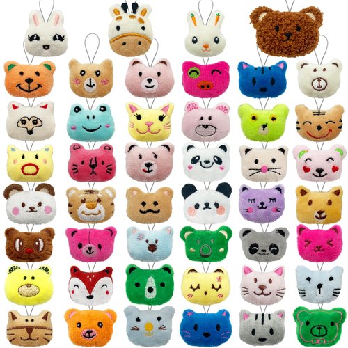 XIPEGPA 46 PCS Mini Animal Plush Toys Set Cute Small Animal Stuffed Toy Keychain for Party Favors Keychain Ornament for Goody Bag Easter Egg Stuffers Carnival Birthday Party Classroom Prizes