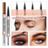Eyebrow Pen - 2-in-1 Dual-Ended Eyebrow Pen with 4-Fork-Tip & Eyebrow Brush and Sealing Brow Gel, Creates Natural Looking Brows Effortlessly, Long-lasting and Waterproof (Light Brown)