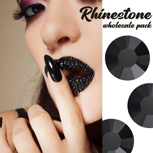 1440pcs SS20 Black Nail Flatback Rhinestones Bulk Nail Art Round Flatback Glass Gems Beads Stones Diamonds Glitter for Nails Decoration Jewels Accessories Crafts Eye Makeup Clothes Shoes (4.7mm SS20)