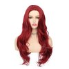 Tseses Red Wigs Long Curly Wavy Wigs for Women Side Part Natural Looking Cosplay Halloween Synthetic Fiber Wig (Red)