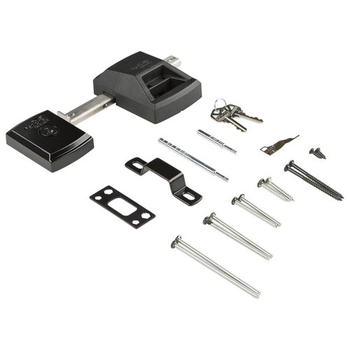 National Hardware N109-080 SmartKey Security Gate Lock, Keys Included, Coated with WeatherGuard Protection, Black