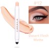 Go Ho Matte Cream-to-Powder Eyeshadow Stick,2 in 1 Eyeshadow Pencil Crayon Eye Brightener Stick,Smooth Easy To Color Waterproof,12 Desert Flesh Matte