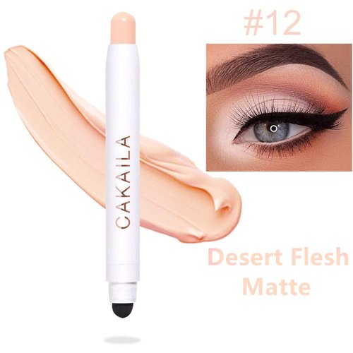 Go Ho Matte Cream-to-Powder Eyeshadow Stick,2 in 1 Eyeshadow Pencil Crayon Eye Brightener Stick,Smooth Easy To Color Waterproof,12 Desert Flesh Matte