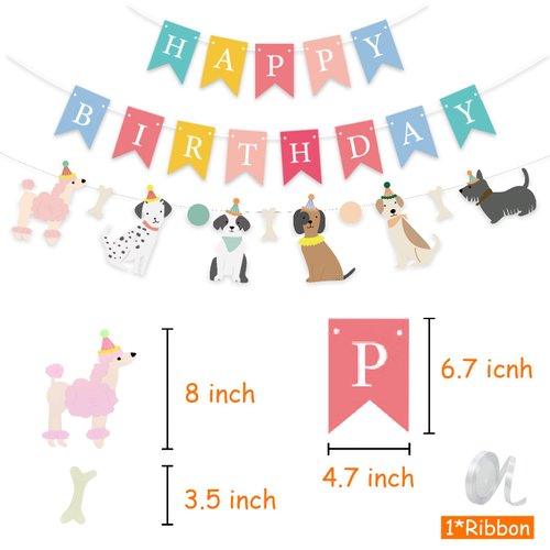 PANRRPERS Dog Themed Banner Happy Birthday Banner Backdrop Colorful Decoration Kids Baby Dog Birthday Party Supplies