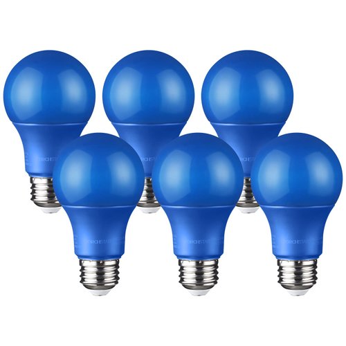 TORCHSTAR LED A19 Blue Light Bulbs, E26 Base Light Bulb, 8W 120V Colored Light Bulbs for Indoor Outdoor Light Fixtures, Halloween Decor, Floor Lamp, Living Room, Party Decoration, Pack of 6