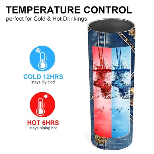ATHAND Jeans Printing Tumbler Personalized Tumbler 20oz Tumbler With Lid,20 OZ Insulated Vacuum Skinny Tumbler with Lid,Gifts for Sister,Friend,Women,Mom