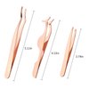 Arroyner 3Pcs Eyelashes Tool Fake Lash Applicator Lash Tools Fake Eyelashes Scissors (Rose Golden)