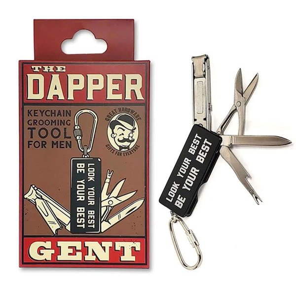 Trixie & Milo The Dapper Gent - Pocket Manicure Tool, Nail Clippers, Nail File & Exfoliator, Mini Straight Blade, Trimming Scissors, Unique Gifts for Men