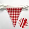 32Ft Red Party Decorations Red Plaid Checkered White Triangle Flag Gingham Pennant Bunting Fabric Garland for Christmas Wedding Birthday Carnival Picnic X-mas Outdoor Home Party Festivals Decoration