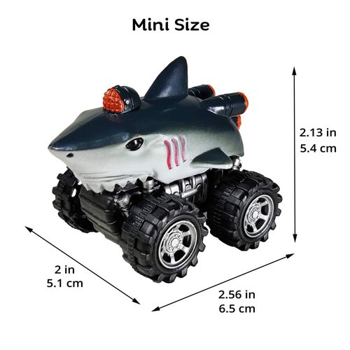 DINOBROS Shark Toys Pull Back Cars for Boys and Toddlers 4 Pack Ocean Sea Animal Truck Toy Dolphin Hammerhead Shark Killer Whale Playset Gift for 3 Years Old and Up