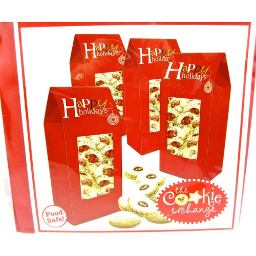 Christmas Cookie Boxes,Cardboard,Food Safe (4 Cookie Boxes, Red Tall Tent)