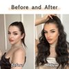 Pony Tail Hair Extainson,StrRid Ponytail Extension Claw Clip in Hair Extensions Ponytail 22"Wavy Ponytail Wig Curly Synthetic Fake Hair Daily londe Hair Pieces for Women 6 oz-Darkest Brown