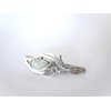 Generic Small white oval stone metal alligator hair clip fine thin hair