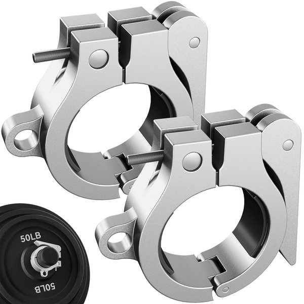 Olympic Barbell Clamps 2 inch Weight Clamps 2 Pack Aluminum Quick Release Barbell Collars, Oblitor Olympic Barbell Clips Weight Clips for Locking Weightlifting Home Gym