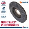 Weiler 51202 Tiger X Flap Disc, Ceramic and Zirconia Alumina, Angled, Phenolic Backing, 60 Grit, 4-1/2", 7/8" Arbor Hole (Pack of 10)