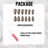 IMSOHOT Almond Chrome Press on Nails Medium Mirror Metal Stiletto Fake Nails with Design Glossy Glue on Nails Bronze Color Full Cover Acrylic False Nails for Women 24 PCS