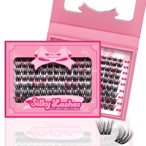 Lash Clusters, 108 Pcs Individual Lashes Soft Cluster Lashes DIY Lash Extension 8-16mm Eyelash Clusters Volume Wispy Lashes Super Thin Band Reusable(Spongy,D-8-16mix)