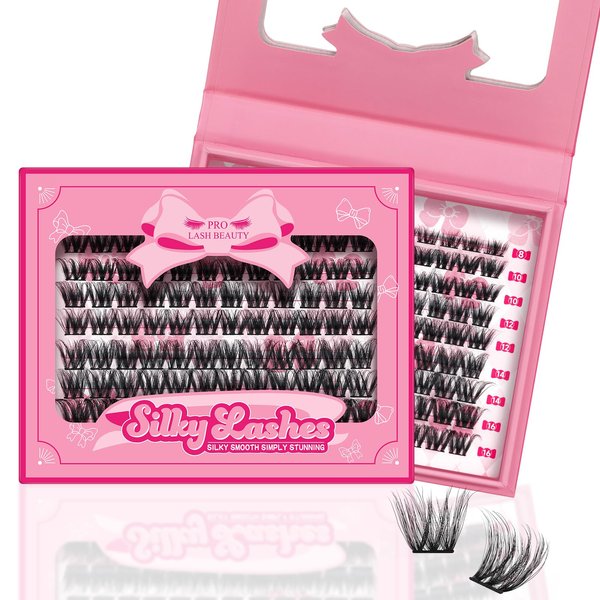 Lash Clusters, 108 Pcs Individual Lashes Soft Cluster Lashes DIY Lash Extension 8-16mm Eyelash Clusters Volume Wispy Lashes Super Thin Band Reusable(Spongy,D-8-16mix)