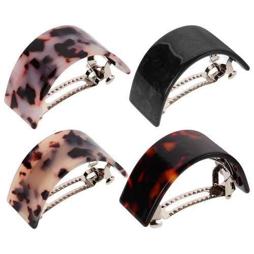 FOMIYES 4pcs Tortoise Shell Barrettes - No Slip Semi Circle Crab Ponytail Holders, Spring Clips for Miss Minimalist Decor