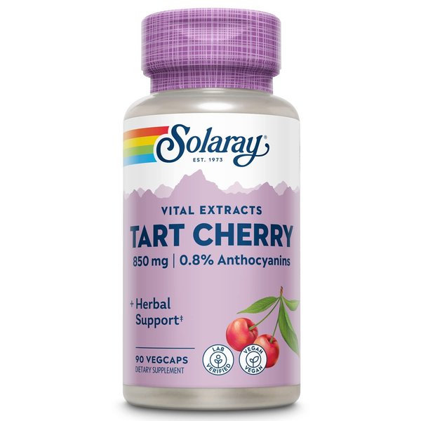 Solaray Tart Cherry Fruit Extract 425mg | Supports Healthy Uric Acid Levels w/Antioxidants & Anthocyanins | Non-GMO & Vegan | 90 VegCaps