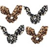4 Pack Leopard Print Bunny Ears Hair Scarf Bow Ponytail Holder Hair Scrunchies Animal Print Scrunchies Elastic Hair Ties Hair Bands Hair Accessories Girls for Dance,Long Blonde Hair