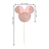 24 PCS Mouse Inspired Cupcake Toppers with Pink Bow Rose Gold Glitter Mini Cupcake Picks Decorations for Baby Shower Wedding Kids Birthday Party Supplies