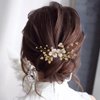 JONKY Flower Wedding Hair Comb Pearl Hair Pieces Gold Leaf Headpieces Bridal Crystal Hair Accessories for Women