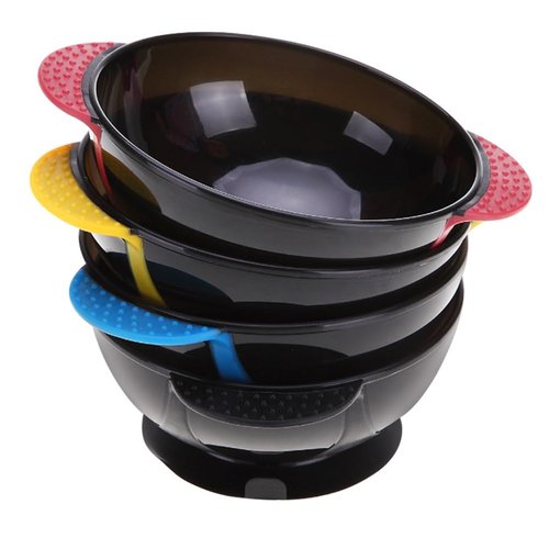 minkissy 4pcs Hair Color Mixing Bowl - Silicone Hair Dyeing Bowls No-slip Hair Color Bowl Suction Mixing Bowl for Barbershop Salon