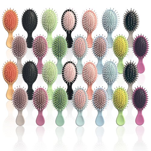 Goiio 28 Pieces Mini Hair Brush Set, Soft Bristles Detangling Brush for Wet & Dry Hair, Travel Detangler for Most Hair Types, Multicolor