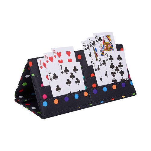 SeptCity Card Holders for Playing Cards, Polka Dots Hands Free Folding Playing Card Holder for Bingo Canasta 5 Crowns Poker UNO Family Game Night Accessory for Kids and Adult