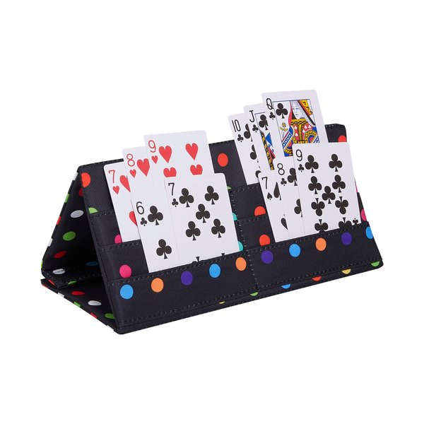 SeptCity Card Holders for Playing Cards, Polka Dots Hands Free Folding Playing Card Holder for Bingo Canasta 5 Crowns Poker UNO Family Game Night Accessory for Kids and Adult