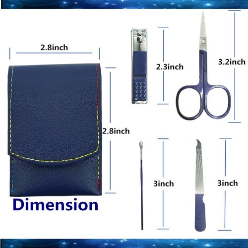 SHICEN 4-Piece Manicure Set, Nail Clippers Kit, Stainless Steel Nail Cutter Care Tools Professional Grooming Kits, Gift for Men, Fathers, and Parents (Blue)