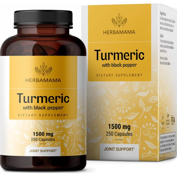 Turmeric Curcumin with Black Pepper 1500mg - Vegan, Non-GMO - 250 Capsules