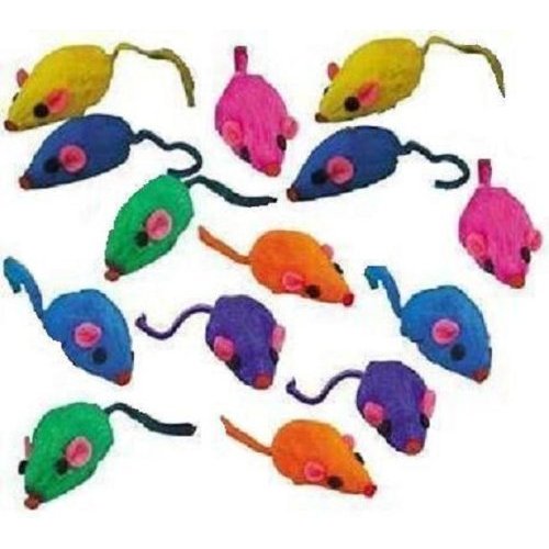 Zanies 20 x Cat Toy Rainbow Fur Mice That Rattle