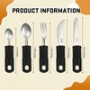 Uiifan 2 Set (10 Pcs) Adaptive Utensils Stainless Steel Parkinsons Utensils Easy Grip Handles Non Weighted Built Up Utensils for Adults Lightweight Arthritis Tools for Hands Tremors Elderly, Black