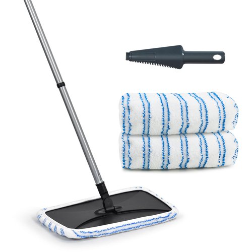 Matthew Microfiber Mop Compatible with Hardwood Floor'N More Microfiber Mop,Reusable&Washable 15x8 Inches,3Pack Microfiber Wet Mop Refills for Wet & Dry Floor Cleaning,Incl.1 Cleaning Scraper