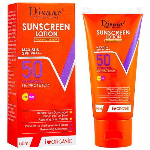 DISAAR BEAUTY Lemon Extract Sunscreen Lotion High Advanced Protection SPF 50 PA+++ UVA/UVB Repair Vitamin C Hydrate Skin 50ml / 1.69fl.oz