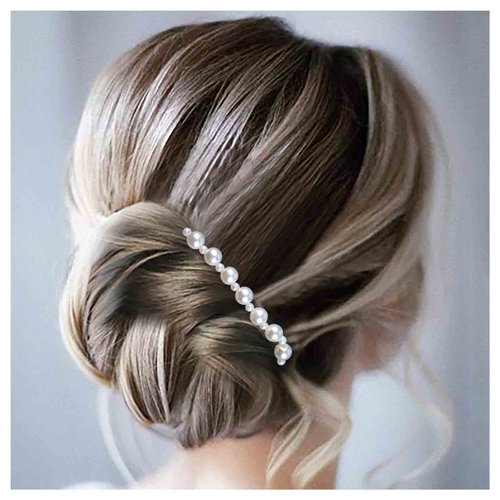 Allereyae Pearl Hair Comb Barrette Pearl Hair Barrette Comb Faux Pearl Wedding Headpieces French Pearl Head Comb Clip Decorative Headwear Bride Hair Accessories for Women