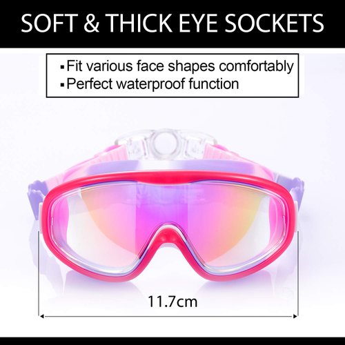 Young4us 2 Pack Kids Swim Goggles, UV Protection, Anti Fog Swimming Glasses for Children from 3 to 15 Years Old, Black/Green & White/Pink/Purple,