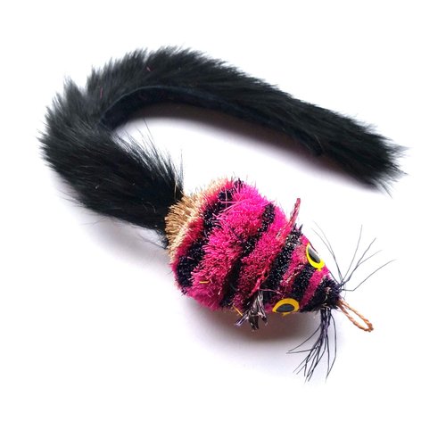 Kat Fly Cat Toy Wand Refill - Pink Mouse with Real Fur Tail Cat Teaser Wand Attachment