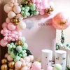 Sage Green Pink Balloon, 60 Packs 12 Inch Olive Green Pink Balloon with Sand White Metallic Gold Balloons for Girls Baby Shower Birthday Jungle Safari Woodland Party Decorations