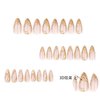 24Pcs Almond Shaped Press on Nails Medium French Tip Fake Nails 3D Gold Glue on Nails Full Cover Acrylic Nails Medium Length False Nail Tips Glossy Stick on Nails Reusable Artificial Nails for Women