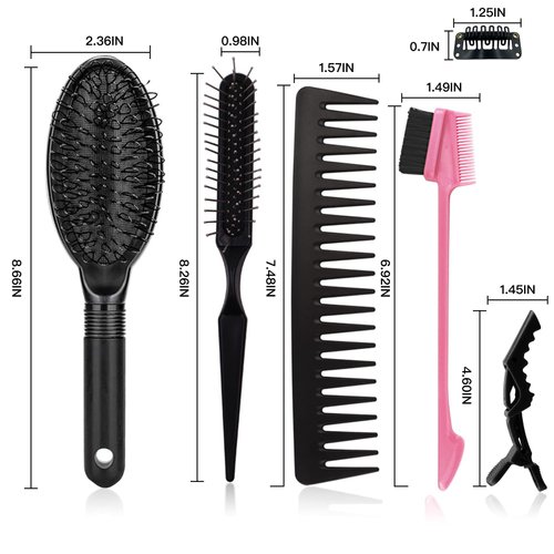 12Pcs Wig Styling Set - Massage Brush, Wide-Tooth Comb, Edge Brush, Wet Brush, Wig Clip for Synthetic Wigs, Hair Extensions, DIY Styling and Human Hair