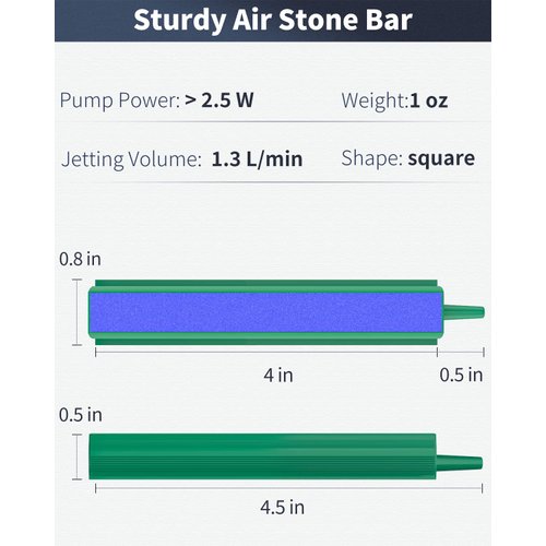 Pawfly Aquarium Air Stone Bar Bubbler 4 Inch, Fish Tank Bubbler Stone with Plastic Base Square Oxygen Diffuser for Nano Air Pump Small Bucket and Fish Tank, 4 Pack