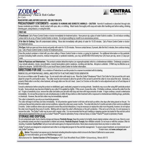 Zodiac Breakaway Flea and Tick Collar for Cats, 13"