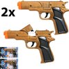 Toy Gun Set of 2 Golden Cap Gun Toy Set, 6.5 inch Plastic Revolver Guns 8 Shot Pistol Toy (Pack of 2)