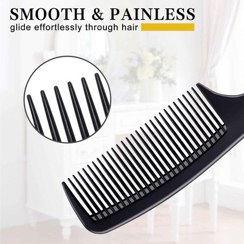 4 Pieces Combs for Women and Man, Premium Black Carbon Fiber Hair Comb Set for Teasing and Parting, Professional Combs for Hair Stylist, Fine and Wide Tooth Styling Comb for All Hair Types