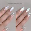 RONGHUA 2 Pcs Chrome Nail Powder White Pearl,Mirror Effect Aurora Magic Pearlescent Nail Jewelry Mirror Glitter Powder Holographic Pigment,Healthy & Long-Lasting for Nail Art Decorations