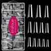 600PCS Half Cover Coffin Nail Tips - Acrylic Nail Tips, krofaue 12 Size Clear Nail Tips, Half Cover Acrylic False Nail Tips With Box for Nail Tips Art Salons and Home DIY (Clear)