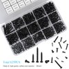 HanTof 625pcs M2 M3 M4 Phillips Pan Head Self-Tapping Wood Screws,14 Sizes Cross Recessed Round Head Self Tapper Screws Assortment Kit for Wood,Plastic and Soft Metal,Black Carbon Steel,Sharp Point